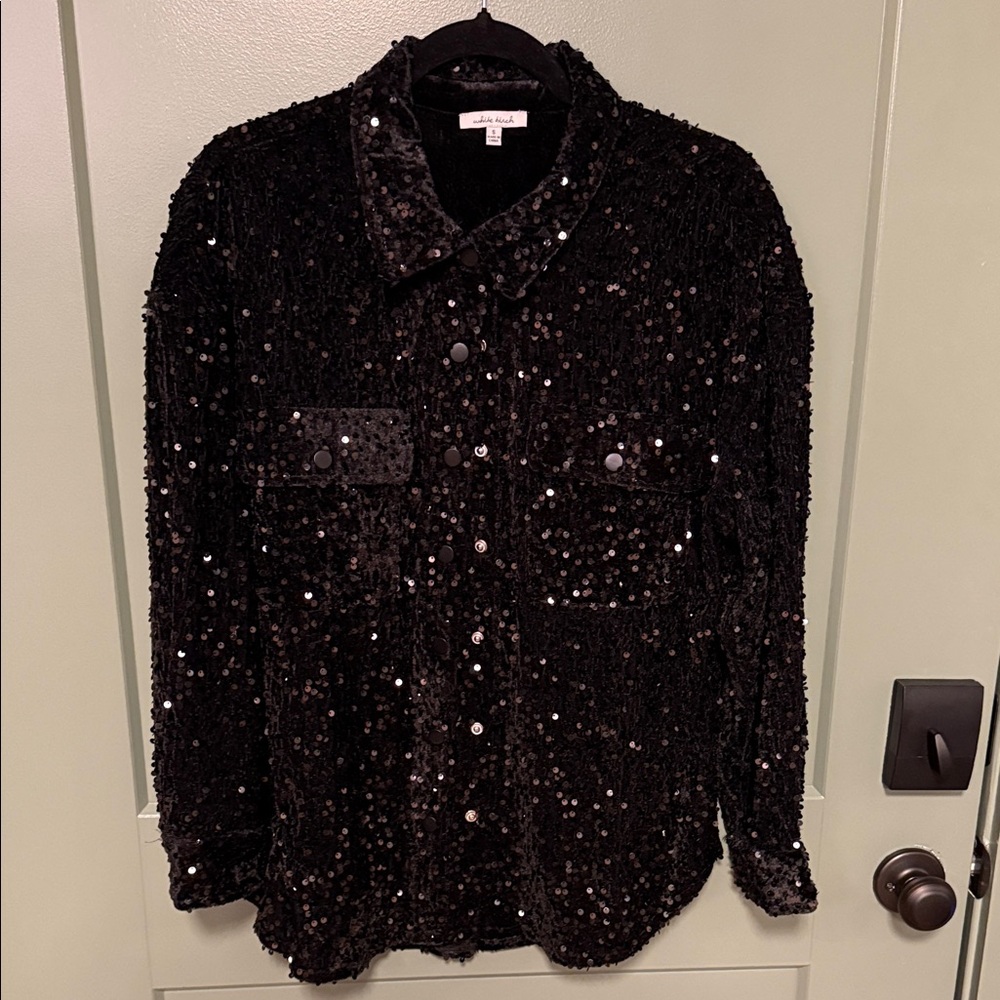 white birch Black Shimmery sequined shirt/Jacket